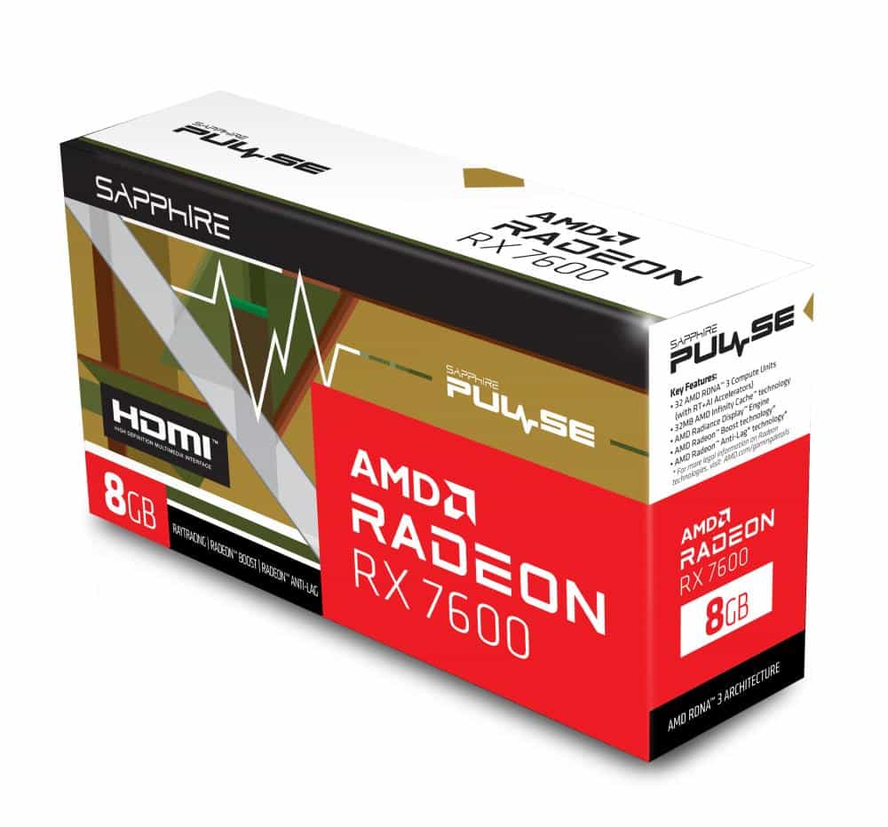 Graphics Card|SAPPHIRE|AMD Radeon RX 7600|8 GB|GDDR6|128 bit|PCIE 4.0 8x|Dual Slot Fansink|1xHDMI|3xDisplayPort|11324-01-20G
