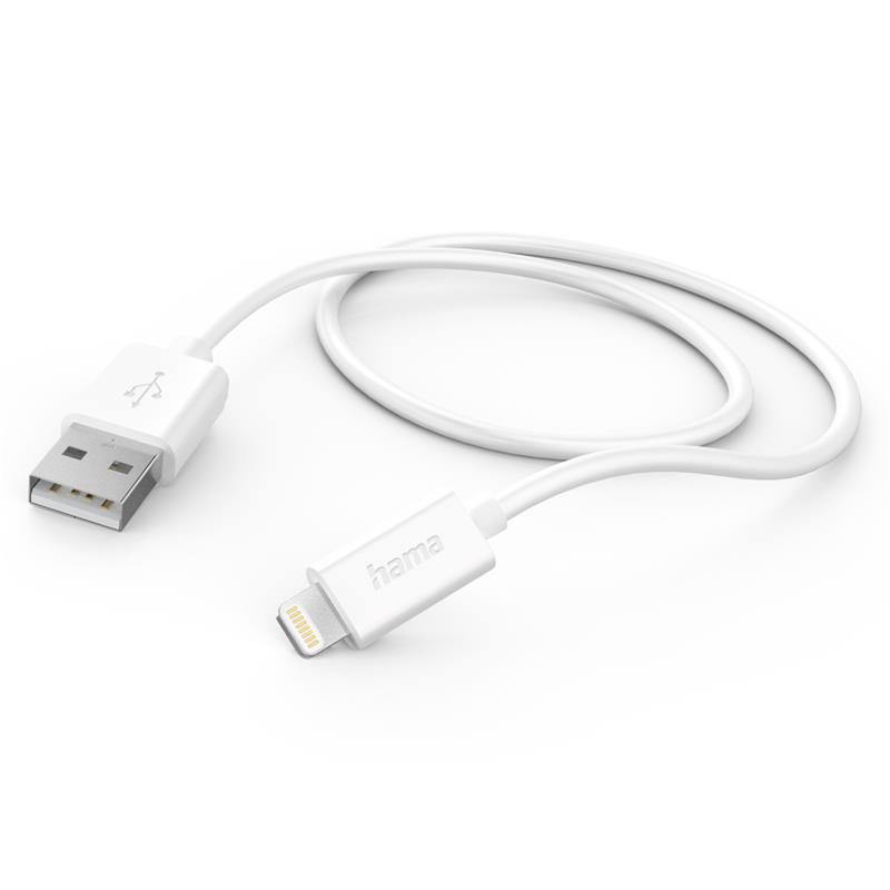 Kaabel Hama USB A – Lightning, 1m, valge