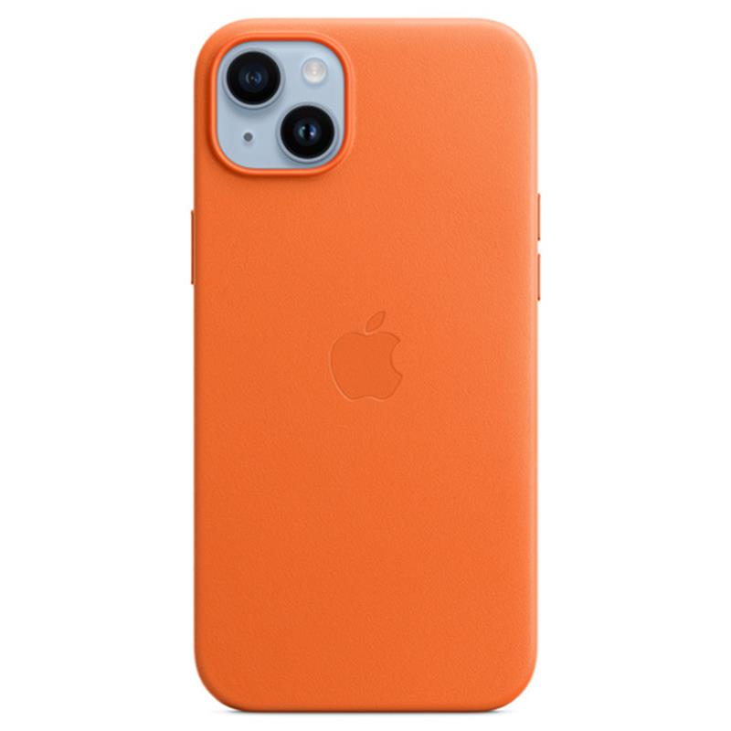 iPhone 14 Plus Leather Case with MagSafe – Orange