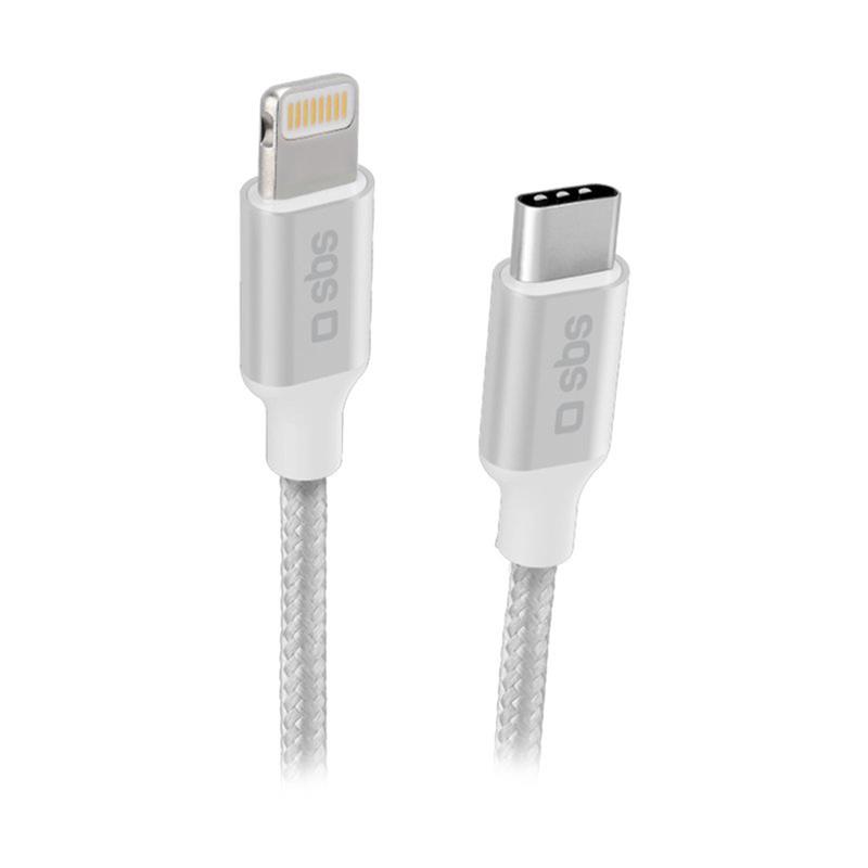 Cable SBS Braided USB-C/Lightning 1m Silver