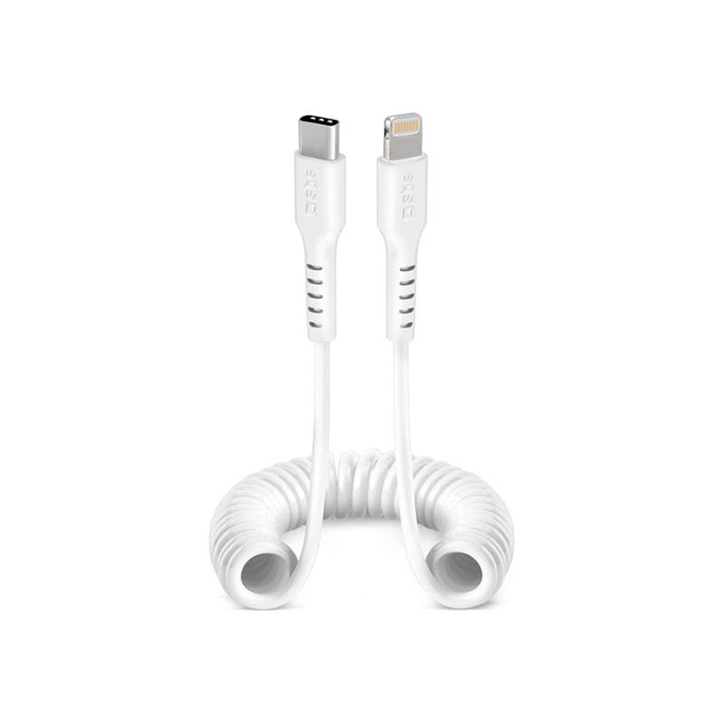 Cable SBS Coiled USB-C/Lightning 17-100cm White